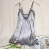 Suspere de seda feminina Speirdress de seda damas de verão gelo fino halter home serviço cetim vestidos noturnos