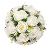 Flores decorativas Bola de flor artificial Bola de seda grande fita floral Bouquet Table Centerpieces Pieces Fake Rose Wedding Party Road Guide Decoração