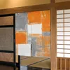 Oil Painting Geometric Orange Japanese Door Curtain Kitchen Doorway Decorative Drapes Cafe Restaurant Noren Hanging Half-Curtain