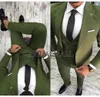 2019 nieuwste jas pant ontwerpen groene heren pakken slanke fit 3 stuks tuxedo bruidegomstijl pakken diner zakelijke kostuums prom feest blaz54182244