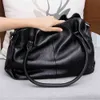 Motingsome Soft Cow Leather Handbag for Women Large 3 Interlayer Elegant Ladies Handbag Black Crossbody Satchels Purses 2022 New