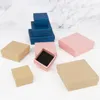 1PC Square Royal Blue Pink Kraft Paper Jewelry Box Gift Cardboard Boxes for Ring Necklace Earring Womens Jewelry Gifts Packaging