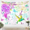 Hummingbird Tapestryart Lily Flowers Birds Birds Tapases and Color Splashs in Watercolor Painting Stylewall suspendu pour la chambre R0411