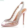 Отсуть обувь Peep Toe Fashion's Woman's Pumps Solid Diamond Stiletto каблук Прозрачный ПВХ материал для взрывоопасных моделей в 2024 году