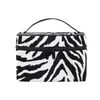 Animal Zebra Print Black White Skin Cosmetic Bag Large Capacity Handy Toiletry Case Travel Makeup Organizer for Girls Women