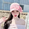 Boll Caps 202404-shi ins chic original design Cherry Blossom Pink Rose Flower Ribbon Bowknot Lady Baseball Hat Women Leisure Visirs Cap