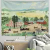 Tapissries American Pastoral Tapestry Fresh landskap Bakgrund Hängande Tyg sovrum sovsal läkningssystem väggdekoration