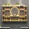 Exibir vertical Minneda de licor de licor parede preta de licor comercial Prateleiras em casa Vino Drink Porta Bottiglie House Furniture