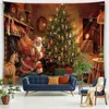 タペストリーメリークリスマスサンタクロース暖炉印刷パターンタペストリーホームリビングルームベッドルームの壁の装飾