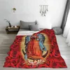 Christian Catholic Blankets Our Lady of Guadalupe Mexican Virgin Mary Flannel Novelty Warm Throw Blanket for Home Textile Decor