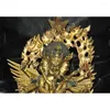 Dekoracyjne figurki 12 '' Buddyzm tybetański Brązowy pozłacany Mahakala Vajrakilaya Wrathful Statua Buddha