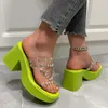 Slippers Crystal High Heels Women 2024 Summer Fashion Pvc Luxury Shoes для прозрачных насосов Slingback Zapatos Mujer