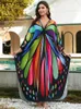 Robes décontractées de base 2024 Bohomian Butterflies imprimées V couche à manches longues Robe Robe Summer pour femmes tenue plage Wear Wear Moo Robes Q1588 L49