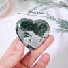 1pc de cristal natural de cristal de cristal ágata forma de escultura cura pedra verde musgo agate amor estatueta decoração doméstica