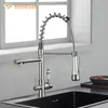 Senlesen Kitchen Spring Faucet Pure Water Kitchen 수도꼭지 3 모드 분무기 더블 핸들 풀 다운 노즐 뜨거운 냉수 믹서 탭