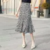 Röcke modische florale unregelmäßige Fischschwanzrock für Frauen mit hoher Taille Slim Fit Falten und ungezwungene vielseitige P789