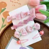 Sweet Pink Bow Hair Clips For Girls Korean Plaid Dot Bowknot Flower Hairpin Toddler Barrettes Kids Hair Accessories