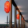 Kinesisk stil tyg handmålad hängande lätt het potten restaurang hängslampa te hus balkong röd lykta liten ljuskrona