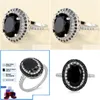 Cluster Rings Hoyon Inlaid Black Gemstone Zircon Ring For Women 925 Sliver Color Jewelry Gem Two Tone Diamond Drop Delivery Otpwn