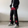Jeans houzhou y2k uomini ricami pantaloni in denim stella star rossa pantaloni neri pantaloni streetwear hip hop casual vintage plus size 4xl