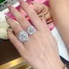 Cluster Rings S925 Silver Ring Camellia Women's Fashion Luxury Set