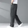 Men's Jeans Summer Ice Silk Thin Light Gray For Men Loose Wide Leg Plus Size Casual Trousers High Quality Stretch Soft Fabric Pants