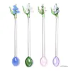 Coffee Scoops Crystal Bells Orchids Stirring Rod Spoon Clear Petites Teaspoon