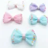 16st 5,5x3,5 cm Mesh Bowknot Applique för DIY Baby Hair Clip Hat Headwear Crafts Decor Ornament Klädertillbehör Patches Patches