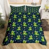 Green Tree Frog King Queen Couvercle de couette complète Beau Raind File Trees Litting Animal Set Wildlife Couper Couette en polyester