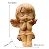 Decorative Figurines Wooden Little Angel Characters Statue Cute Solid Wood Carving Home Room Office Car Art Sculpture Small Gift