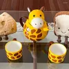 Mugs Creative Cute Giraffe Shape Design Ceramic Teapot With 2 Cups Tea Set Kawaii Cartoon Animal Mug Kids Gift Office Home Tableware