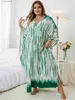 Robes décontractées de base élégantes plus taille 2024 Vêtements de femmes en été enracinés Kaftans imprimés robe de vacances décontractée tenue africain robes maxi Q1523 L49