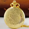 Pocket horloges vintage hollow gouden octopus flip pocket mode unisex kwarts es ketting metalen klok voor mannen vrouwen y240410