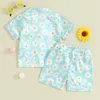 Ensembles de vêtements pour enfants shorts de pyjamas Set Toddler Girls Boys Boys Pjs Floral Bouton Down Down and Short 2 Piece Pyjama Slembearwear