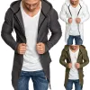 Trendy Men Coat All Match Coat Solid Color Long Spring Jacket Cardigan