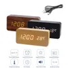 Alarm Clock LED Wooden Electronic Watch Digital Table Clock Despertador Alarm Moment Voice Control USB/4AA Powered Bedroom Decor