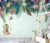 Fotoğraf Duvar Kağıdı Modern elle boyanmış tropikal bitki Çiçekler ve Kuşlar Duvar Resimleri Oturma Odası Yatak Odası 3D Duvar Kağıdı