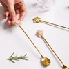 Coffee Scoops Missioning Spoon Gold Manico lungo Dessert in acciaio inossidabile cucchiaini vintage bevande da tavolo da tavolo Design 1 pcs