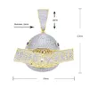 Iced Out Letter Bread Winner Pendant Necklace Gold Color Bling 5A Zircon CZ Shark Badge Charm Men Fashion Hiphop Jewelry 240411