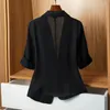 Kvinnors kostymer 2024 Blazer Jacket Summer Thin Slim Short Sleeve Liten Cardigan Sun Protection Suit Kvinnliga toppar Damer