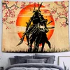 Légende japonaise Tapestry Japon Samurai Mur suspendu psychédélique Burning Soleil Sallome Décor de chambre à coucher