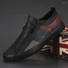 Sapatos casuais com zíper para o britânico de couro britânico 2024 e outono coreano