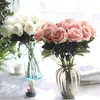 Fleurs décoratives 1PCS 51 cm Blue rouge rose rose artificiel Velvet Rose Silk Flower Bouquet Mariage Anniversaire Party Home Decoration Artisanat