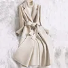 2023 Automne Hiver Trench Trench Mabèles de laine Femmes Boungers à double serviette avec une ceinture élégante manteau en laine Veste Femme Tops chauds