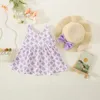 Abiti da ragazza Summer Girls Dress Flower Dresses Girl Dresses Childrens Sweet Flowers Bow Children Galli per bambini Cap Capgole Abbigliamento per bambini vestiti per bambini vestiti per bambini