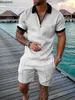 Mens Polo Suit Fashion Men de mode Souleux Summer V-Neck Zipper à manches courtes Polo Polo