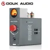 Versterker Douk Audio Jan5654 Vacuümbuis Phono voorversterker voor MM/MC Turntables Home Stereo Audio Preamp -hoofdtelefoonversterker met VU -meter