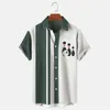 Chemises décontractées pour hommes Shirt Stripe Graphic Imprimé Bowling Outdoor Street Short Single Button Vêtements Sports Fashion