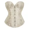 Overbust Corset Jacquard Floral noir blanc rose rose bleu korset poisson désossé gothique bustier haut de gorse