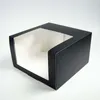Gift Wrap 50pcs Classic Black Paper Folding Box With PVC Window Party Hats Packing Boxes Wholesale WB171